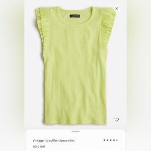 J. Crew Bright Green Ruffle Sleeve Tank Top